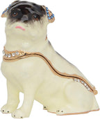 Pug Trinket Box Jewelry Box Hand Painted Decorative Box with Hinged Lid Ring Earring Holder Dog Figurine Collectible