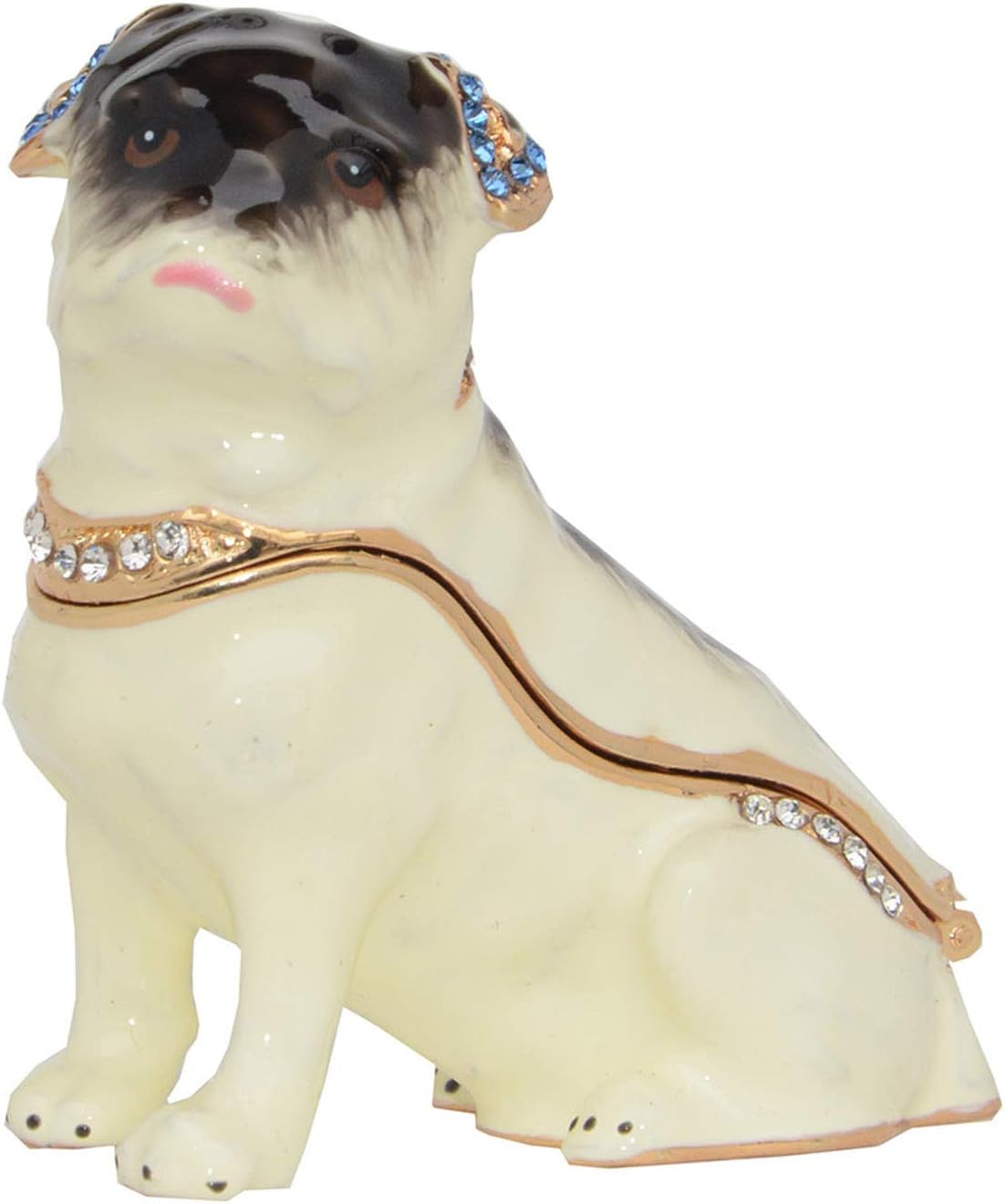 Pug Trinket Box Jewelry Box Hand Painted Decorative Box with Hinged Lid Ring Earring Holder Dog Figurine Collectible
