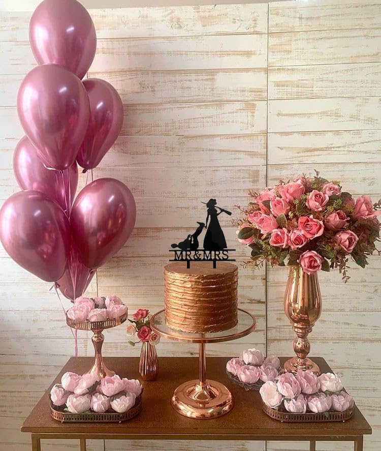 Bridal Garter Hunter Rifle Wedding Cake Topper Hunting Themed Cake Decorations The Hunt is Over Cake Topper Mr and Mrs Cake Decor for Wedding Bridal Shower Anniversary Party Supplies