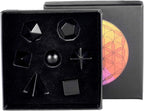 mookaitedecor 7 PCS Crystal Obsidian Platonic Solids Sacred Geometry Set, Polished Tumbled Stones with Merkaba Star Kit for Reiki Healing and Meditation