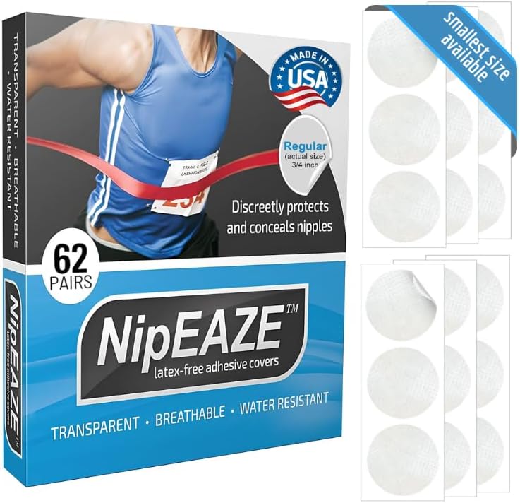 NipEaze Athletic Nipple Covers for Men & Women – Transparent Chafe Prevention & Concealment, The Original Sports Nipple Cover