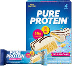 Pure Protein Zig Zag Cake Protein Bars – 19g Protein, 3g Sugar, 190 Calories (4 count) Low Sugar* High Protein Snack - Gluten Free - Perfect for a Healthy Snack.