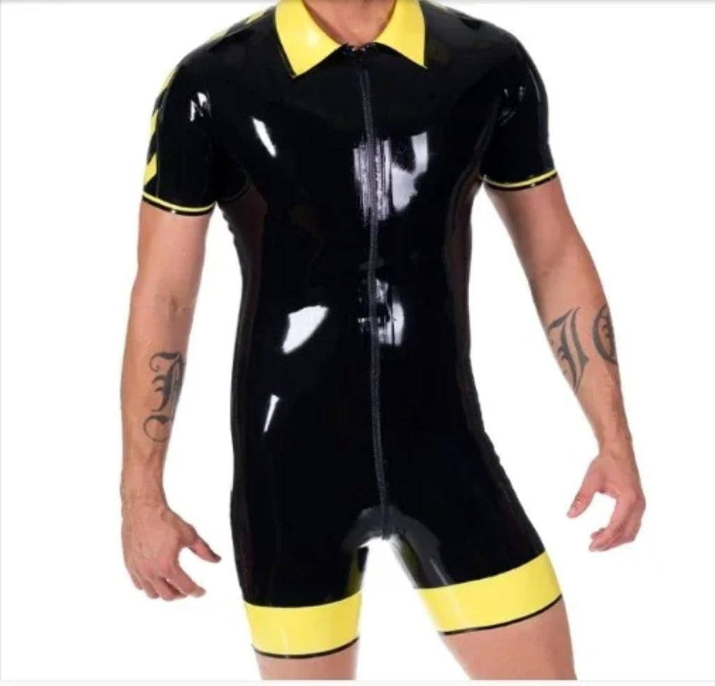 Latex Rubber Gummi Ganzanzug lapel sports uniform Catsuit 0.45mm XS-XXL