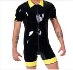 Latex Rubber Gummi Ganzanzug lapel sports uniform Catsuit 0.45mm XS-XXL
