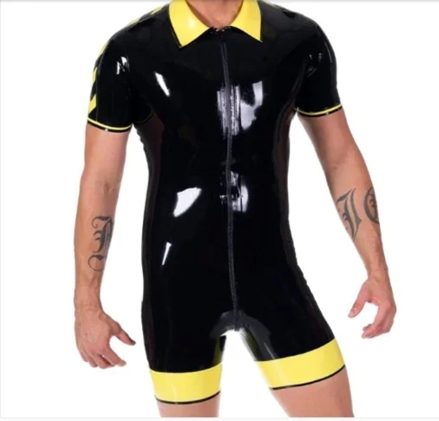 Latex Rubber Gummi Ganzanzug lapel sports uniform Catsuit 0.45mm XS-XXL