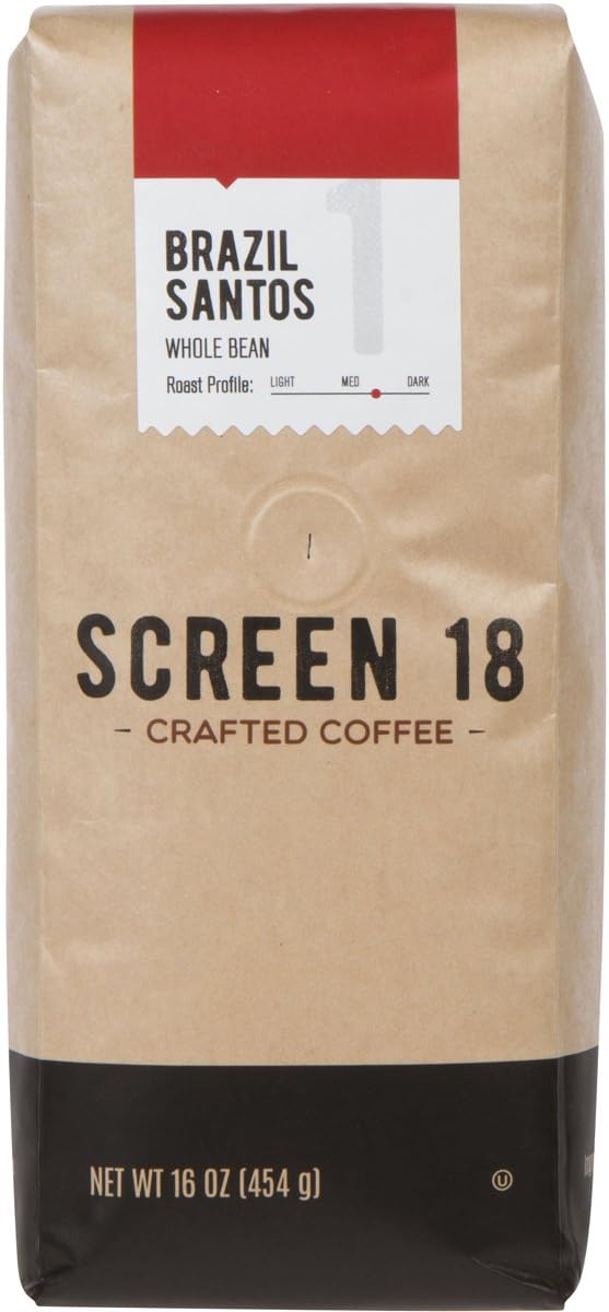 Screen 18 Specialty Grade Premium Brazilian Whole Bean Coffee, Single Origin, Medium Dark Roast, 1 LB