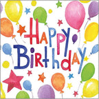 Colourful Birthday Luncheon Napkins – 20 Count | 3-Ply Paper Napkins for Kids or Adults Birthday Party | Festive Balloon & Star Design | 6.5" Folded Size | Disposable Party Supplies