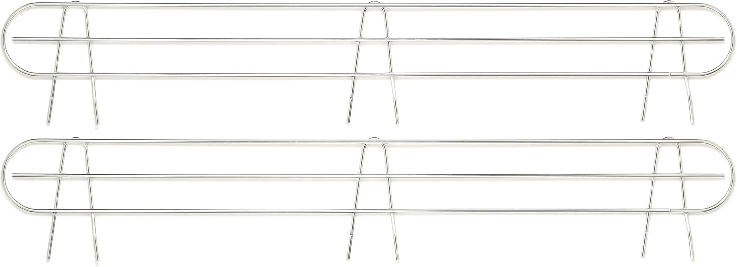 HSS Wire Shelf Back Ledge, Fits on 48" Wide Wire Shelf, Chrome Color, 2-Pack