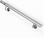 3 Ft Industrial Metal Stairs Handrail Kit, Sturdy Wall Mount 304 Stainless Steel Hand Rail, Indoor Outdoor Stair Railing Wood Concrete Brick Wall,1.65 in Round Pipe Grab Bar, Silver