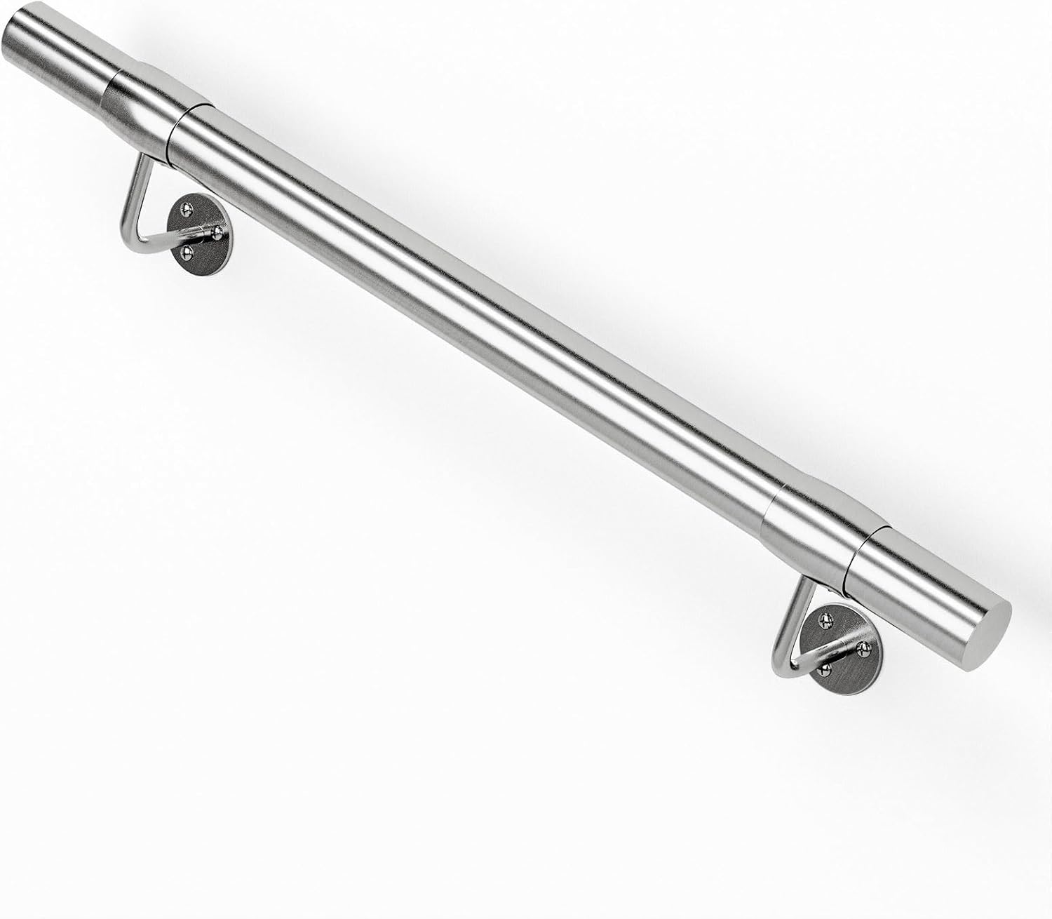 3 Ft Industrial Metal Stairs Handrail Kit, Sturdy Wall Mount 304 Stainless Steel Hand Rail, Indoor Outdoor Stair Railing Wood Concrete Brick Wall,1.65 in Round Pipe Grab Bar, Silver