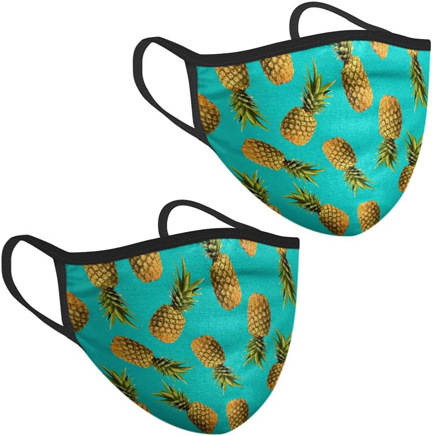 WIRESTER Set Of 2 Pack Unisex Cloth Face Mask Washable and Reusable, 2 Layer Fabric Face Cover Fashionable Design