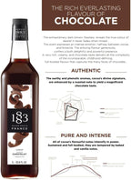 1883 Chocolate Syrup for Drinks, Made in France, 1 Liter Glass Bottle