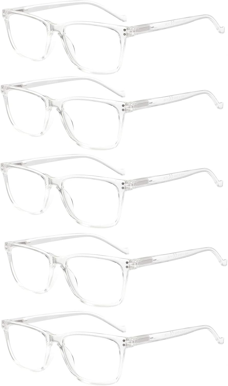 5 Pack Reading Glasses Men Women Spring Hinges Comfortable Glasses for Reading (5 Clear, 1.50)Medium