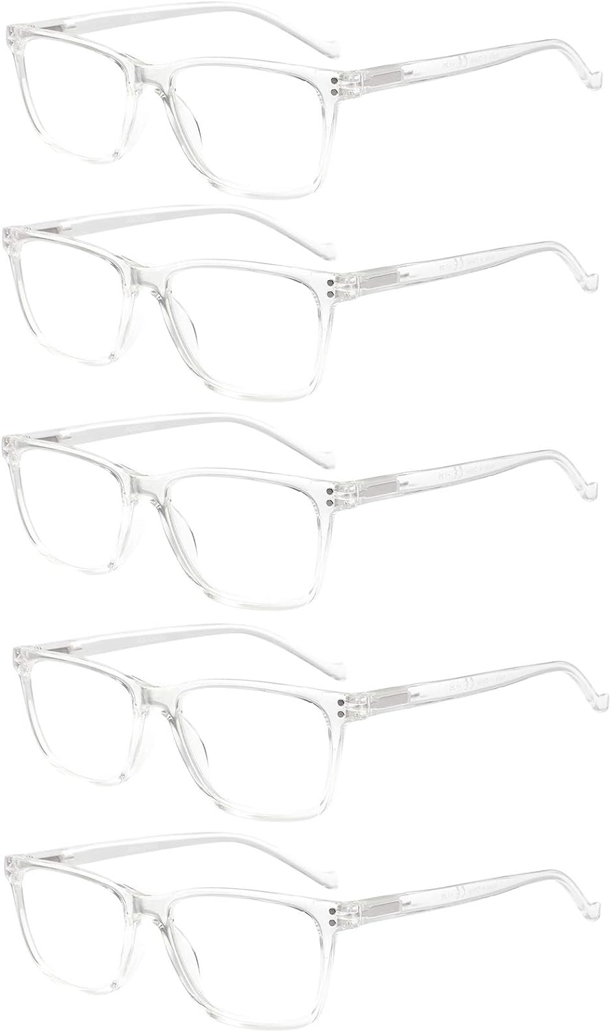 5 Pack Reading Glasses Men Women Spring Hinges Comfortable Glasses for Reading (5 Clear, 1.25)