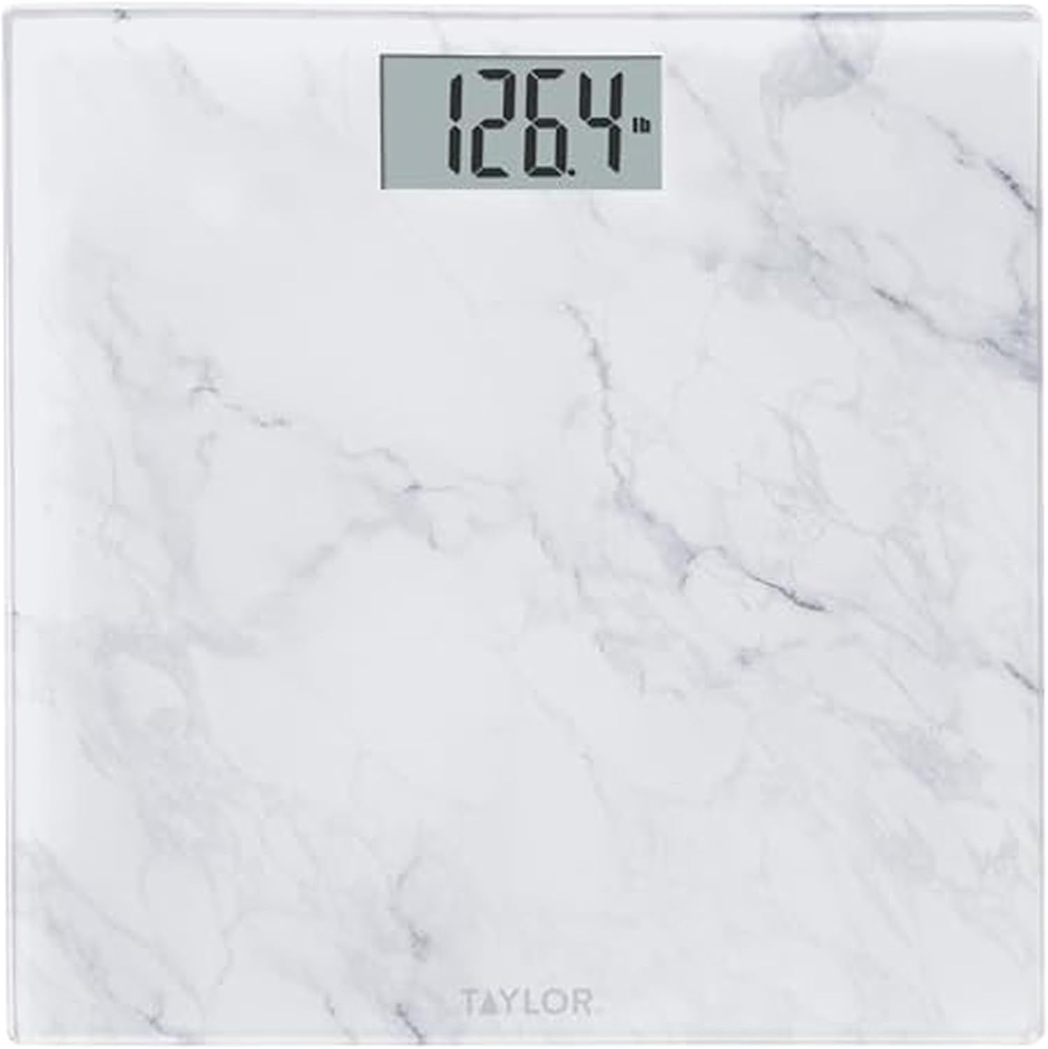 Taylor Digital Glass Marble Bathroom Scale, Scale for Body Weight, Digital Bathroom Weighing Machine, Battery Powered, Measures Weight up to 400 lb Capacity, White