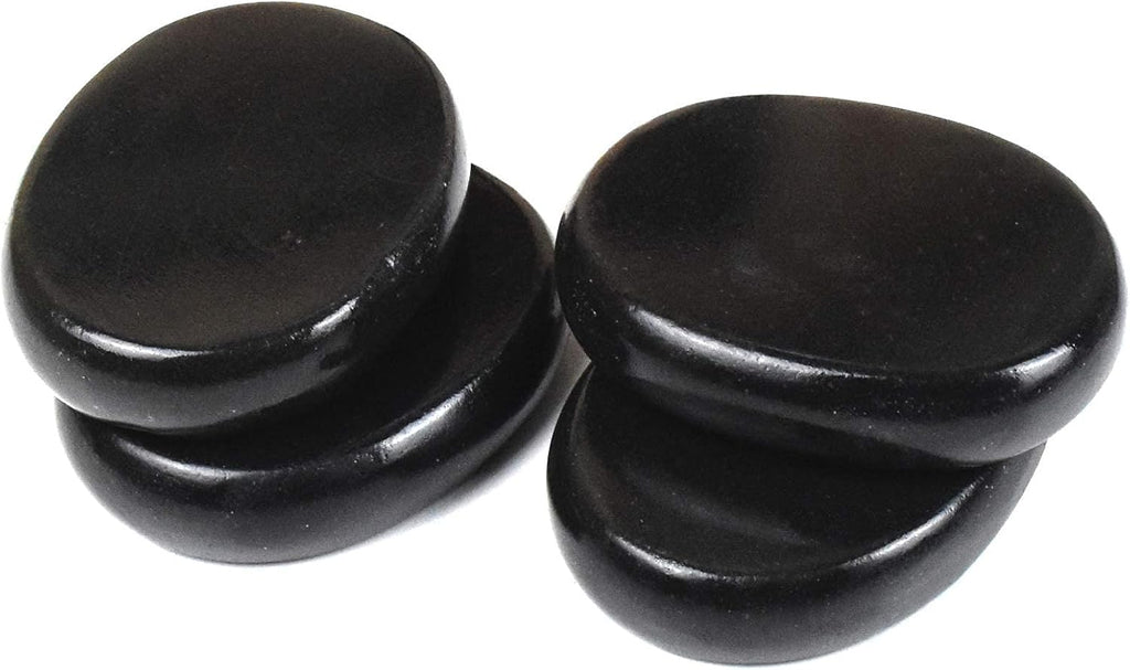 4Pcs Hot Massage Stones Set Natural Basalt Heated Warmer Stone for Spa Massage 2.36 x 3.14in (6x8cm)