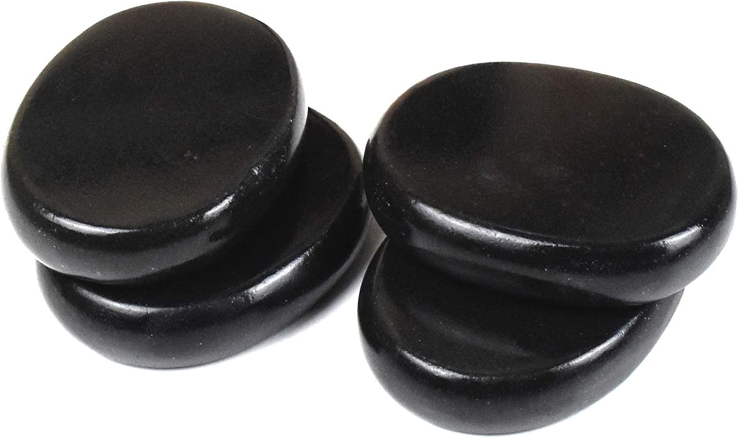 4Pcs Hot Massage Stones Set Natural Basalt Heated Warmer Stone for Spa Massage 2.36 x 3.14in (6x8cm)