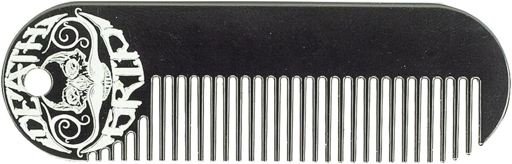Mustache & Beard Comb Or Fine Tooth Moustache Pocket Metal Powder Coated Black Keychain Comb For Men - 3.25 x 1 Inches by Death Grip