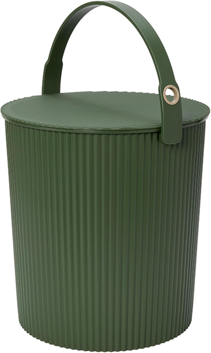 Hachiman Extra Large Bucket - 5.3 Gallon Heavy Duty Bucket with Lid and Handle - Hands-Free Filling - Easy to Stack and Store - Indoor Outdoor Use - 13.3" x 13" - Garden Green