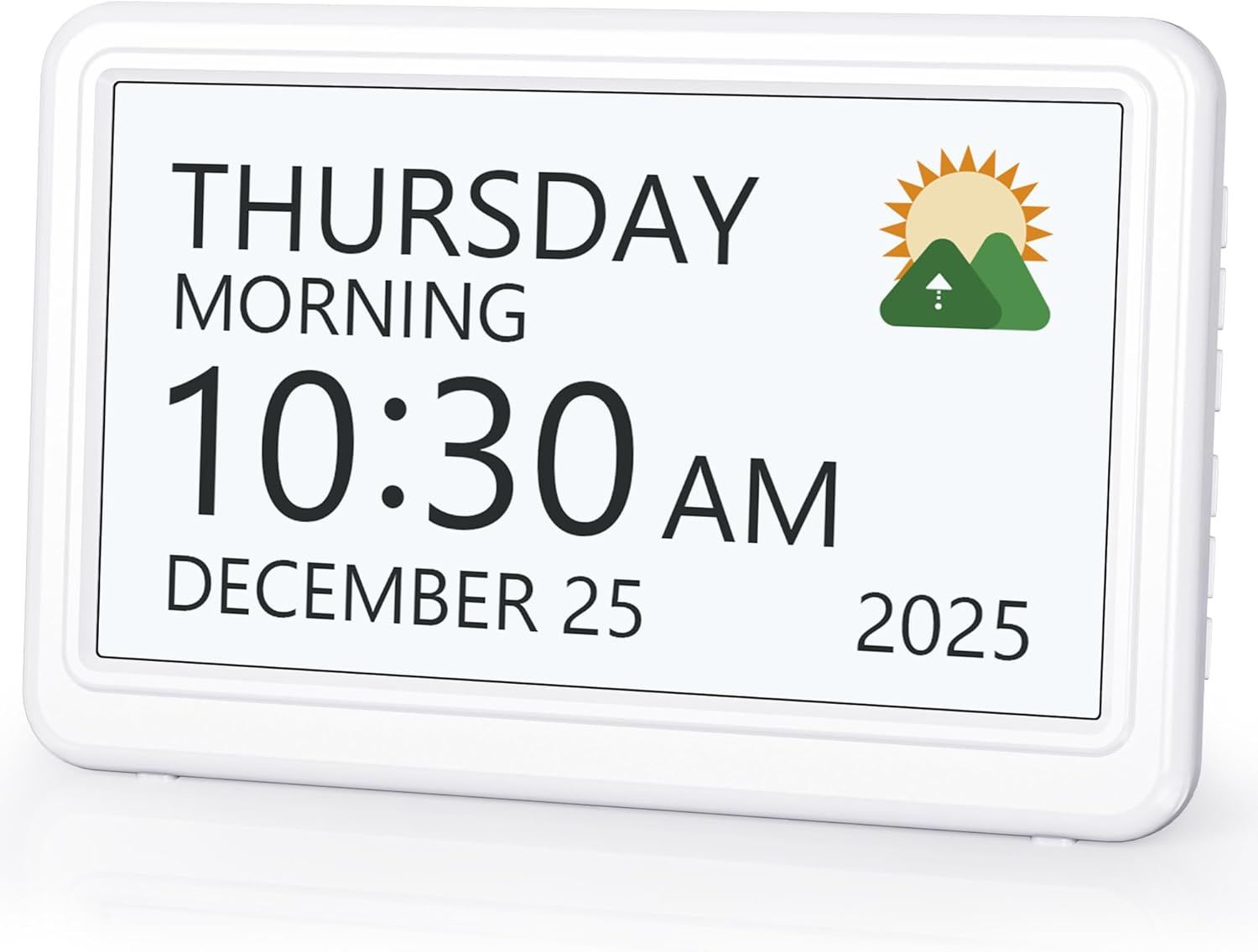Digital Clock with Date and Week for Seniors, Alzheimer's Dementia Clock with 20 Alarms and 6 Medicine Reminders, Large Font Digital Calendar Alarm Clock for Vision Impaired, White (Ac Powered)