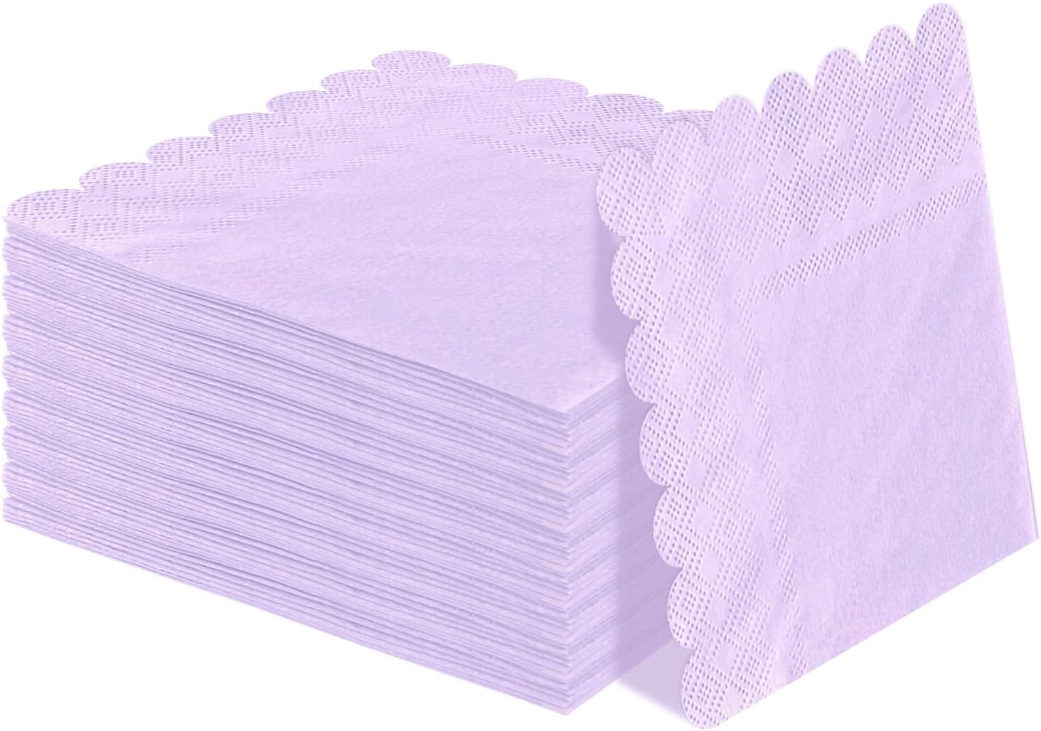SietDESEO 50 Pieces 3-ply Light Purple Napkins Disposable Folded 5 x 5 Inches Scalloped Cocktail Napkins Paper Napkins for Dinner Wedding Birthday Party Purple Dessert Napkins