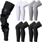 Sosation 8 Pcs Knee Brace Undersleeve Knee Sleeve for Under Brace Closed Patella Compression Breathable Leg Sleeves for Men Women Thigh Shin Support for Sports Protector(Large)