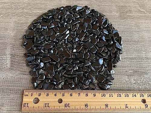Shungite Chips – Natural Mini Shungite Stones, Crushed Undrilled Shungite, Semi-Tumbled Genuine Shungite (1/8 lb)