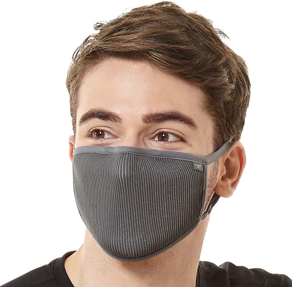 Naroo Reusable Cloth Face Mask Breathable MICRONET High Tech Washable Nose Clip, Adjustable Earloops for Outdoors & Indoors