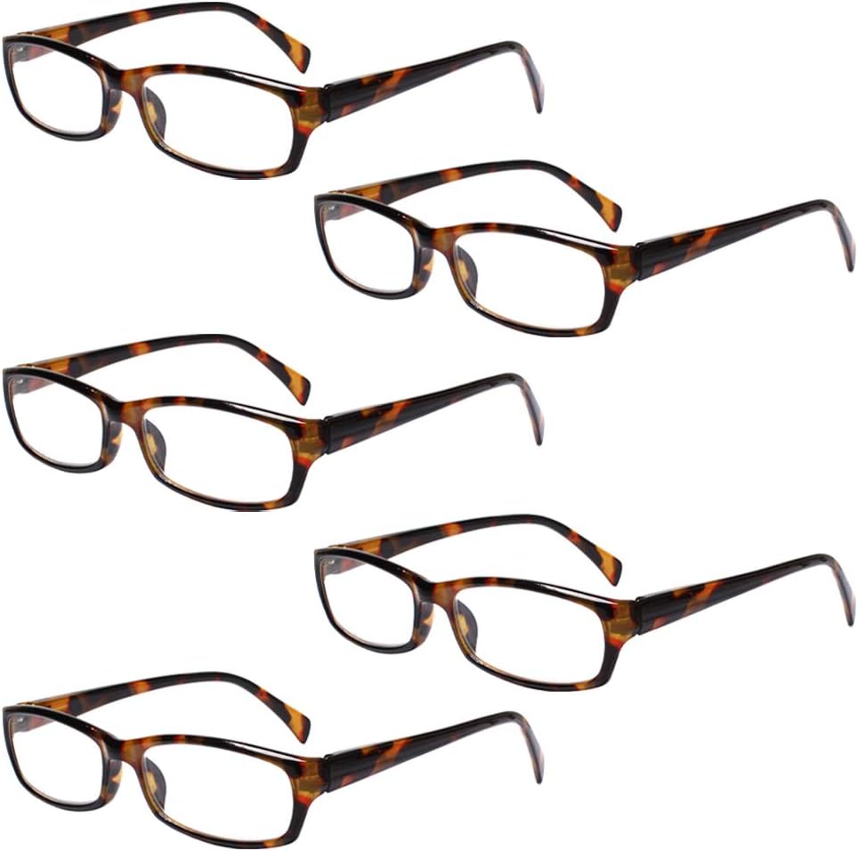 Henotin 5-Pack Reading Glasses Blue Light Blocking Anti Eyestrain Computer Reading Glasses for Women and Men Readers (5 Pack Tortoise, 2.50, Diopters)