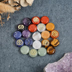 GEHECRST Chakra Crystals Stones Set 7 Chakra Healing Energy Crystals Gemstones Reiki Symbol Polished Pocket Palm Stone for Stress Relief Reiki Chakra Balancing Meditation Decoration Crystal Gifts