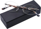 AQWANO Rimless Computer Blue Light Reading Glasses Women Fashion Designer Clear Lens Pattern Frame Ladies Readers