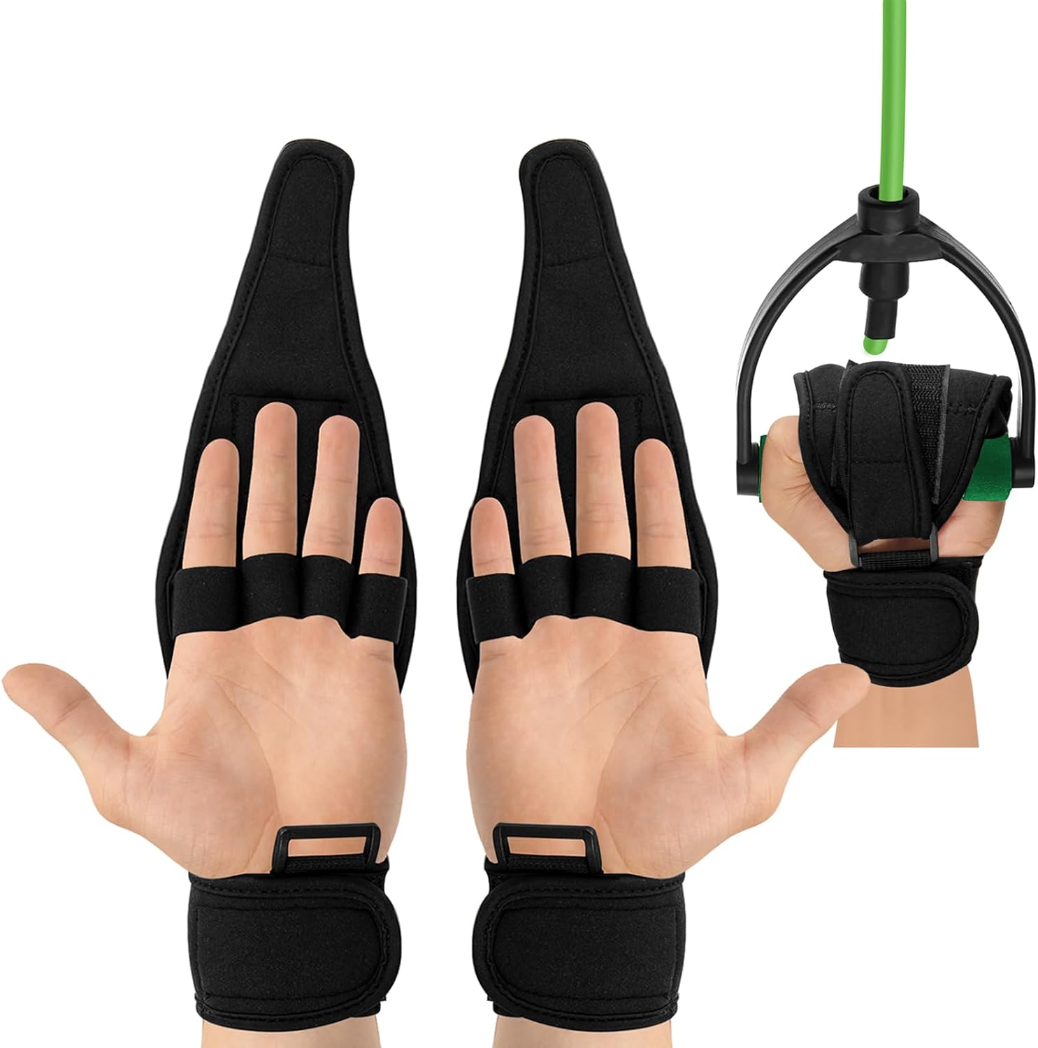 2 PCS Stroke Finger Splint Brace Ability, Finger Rehabilitation Auxiliary Training Gloves for Elderly Patients, Anti-Spasticity Hand Therapy Equipment for Fist Stroke Hemiplegia Hand Training, Black