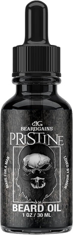 Beard Gains Beard Oil for Men - Organic Beard Growth Oil, Moisturizer & Conditioner, Softens & Strengthens Facial Hair, Reduces Itch, Promotes Healthy Beard (1oz, Pristine)