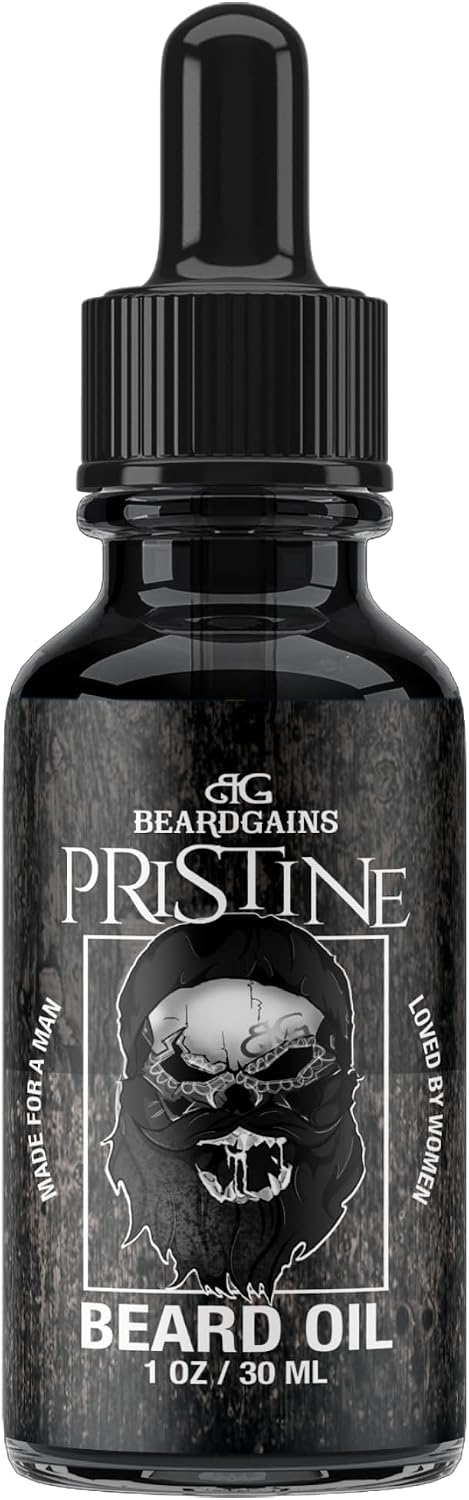 Beard Gains Beard Oil for Men - Organic Beard Growth Oil, Moisturizer & Conditioner, Softens & Strengthens Facial Hair, Reduces Itch, Promotes Healthy Beard (1oz, Pristine)