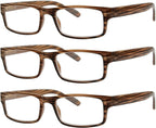 Eyekepper Spring Hinge Striped Reading Glasses (3 Pairs) Men Brown Stripe,+3.50