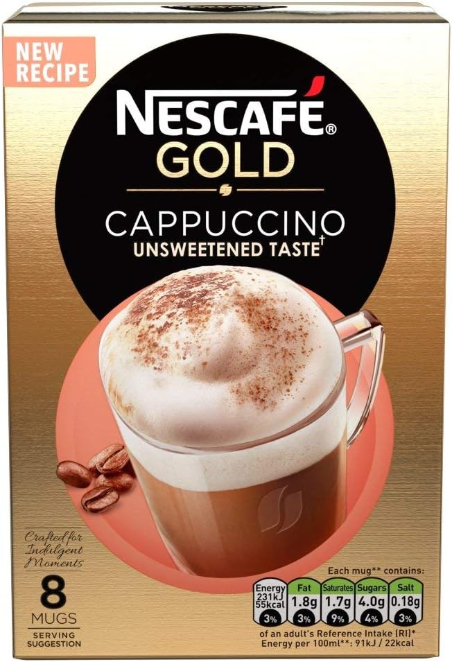 Nescafe Gold Cappuccino Unsweetened 8s pack 6