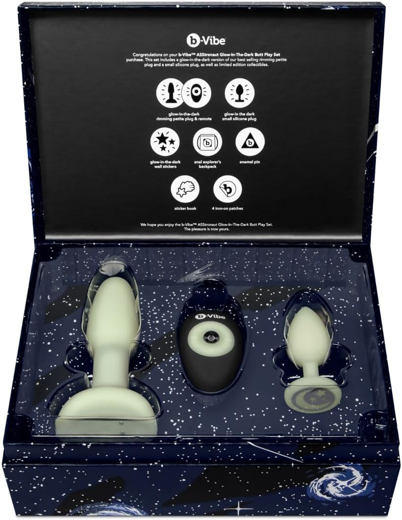 b-Vibe Asstronaut Anal Plug Set - 10 Piece Silicone Vibrating Butt Plug Anal Sex Toys for Adults