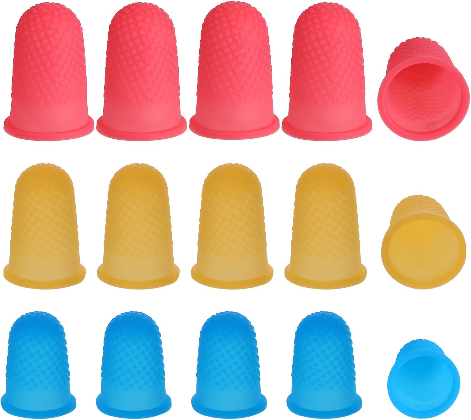 15 Pcs Hot Glue Finger Thimbles Rubber Finger Tips Protector Covers Reusable Silicone Guard Pads Grips Fingertip for Paperwork Cutting Counting Crafts Embroidery Sewing Cutting Sorting Task