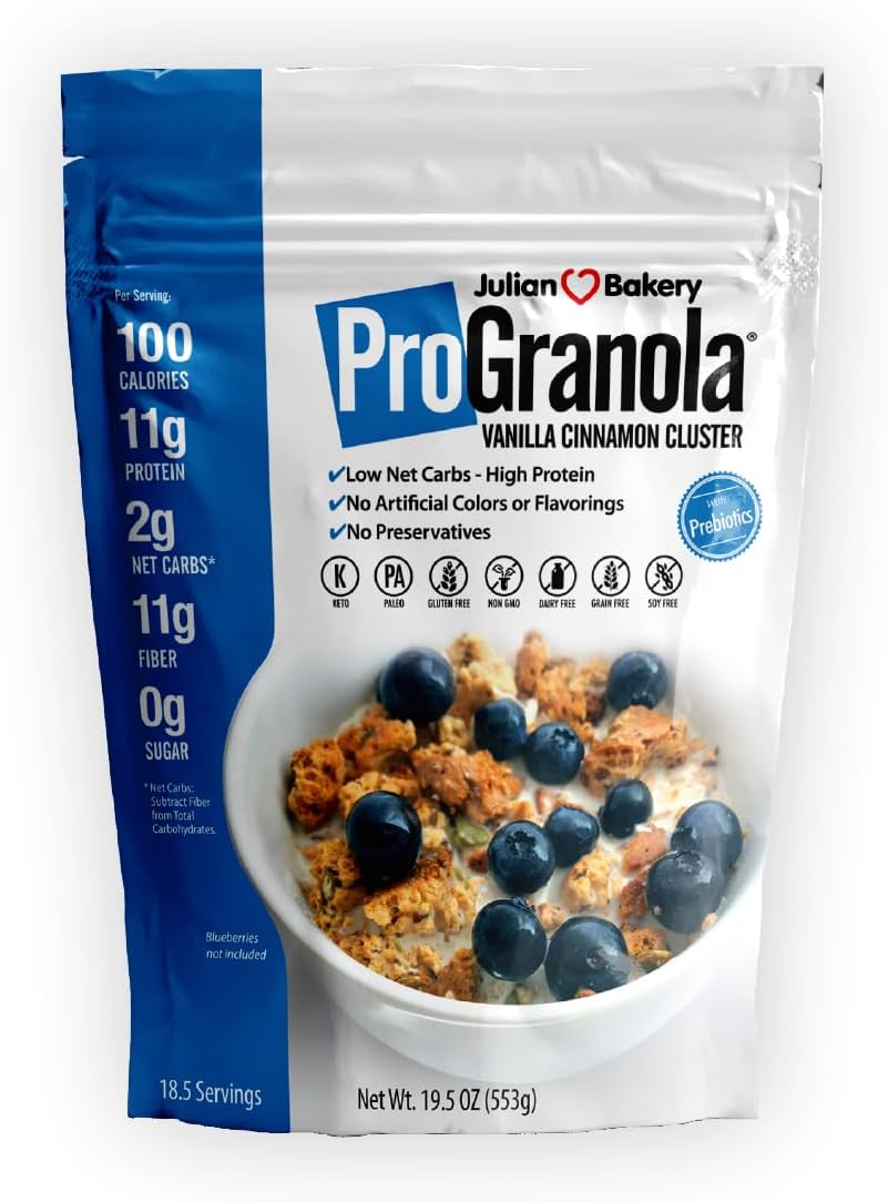 Julian Bakery® ProGranola® Cereal | Vanilla Cinnamon | 12g Protein | Paleo | 2 Net Carbs | Gluten-Free | Grain-Free | 15 Servings