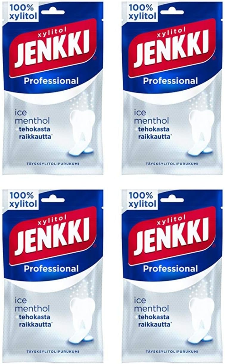 Cloetta Jenkki Xylitol Ice Menthol Chewing gum 4 Pack of 90g