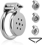 Flat Chastity Cage - 4IN1 Metal Chastity Device with Upgraded Invisible Lock & Chastity Belt, Stainless Steel Cock Cage with Penis Plugs & Tray Base, BDSM Bondage Gear Adult Sex Toys for Men (1.77in)