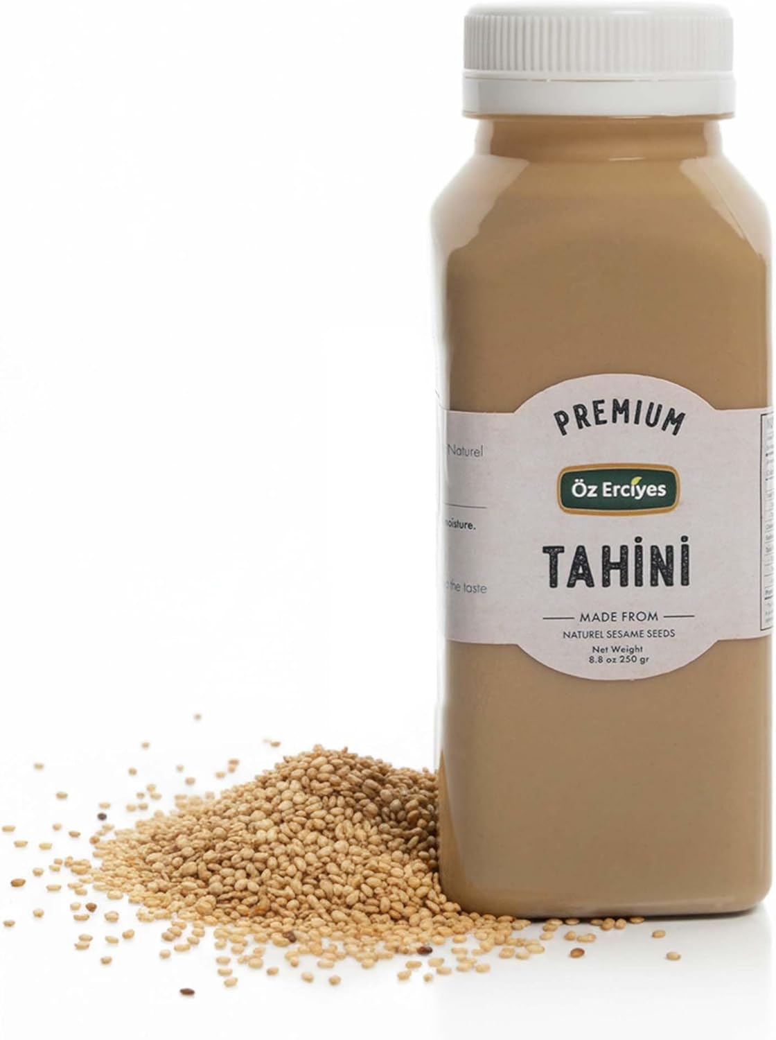Premium Tahini Paste 8.8 oz (250 g) | Roasted & Ground Sesame Seeds for Hummus, Vegan Dips, Dressings & Sesame Sauce | Gluten-Free, Dairy-Free