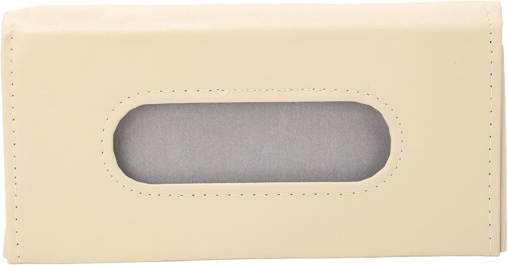 Tyenaza Car Tissue Holder, PU Leather Space Saving Odorless Easy to Clean Sun Visor Napkin Dispenser(Khaki)