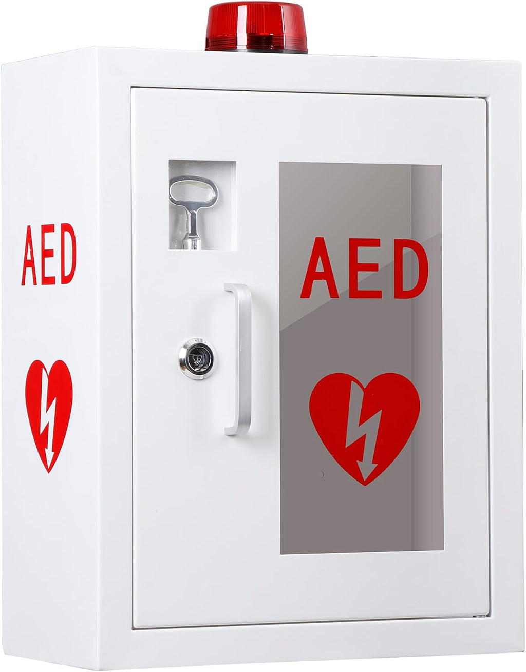 AED Defibrillator Cabinet with Alarm, Wall Mounted AED Medicine Cabinet with Lock Fits All Brands AED Defibrillator 12.8 x 6.7 x 16.1 inch