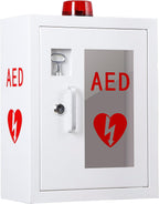AED Defibrillator Cabinet with Alarm, Wall Mounted AED Medicine Cabinet with Lock Fits All Brands AED Defibrillator 12.8 x 6.7 x 16.1 inch