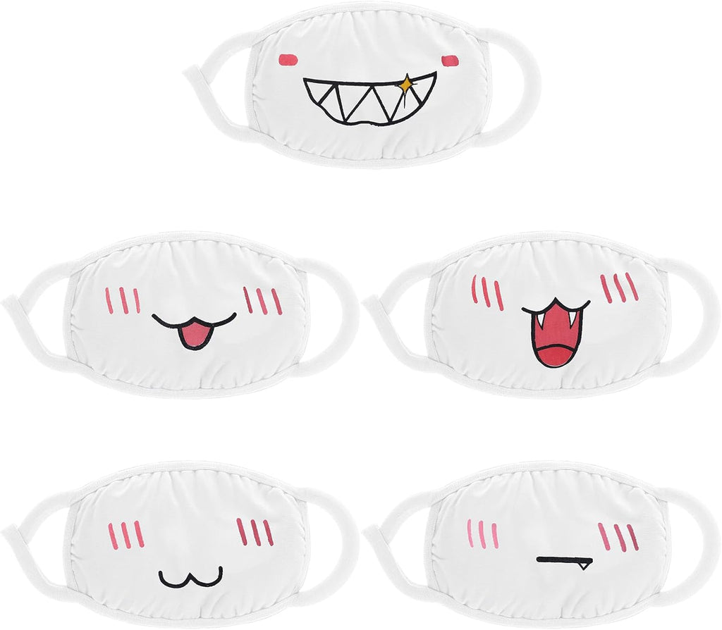 Cute Cat Face Mask, Kawaii Cotton Mouth Masks Reusable Washable Face Mask Anti-Dust Anime Masks for Women Men
