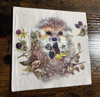 IHR Ideal Home Range Cocktail Napkins Disposable 3-Ply Paper Party Napkin Pack, 5" x 5", Forest Hedgehog, 20-Count