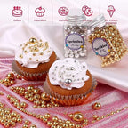 Pearl Sprinkles for Cake Decorating, Gold Pearl Sprinkles, Sliver Pearls Sprinkles, Sugar Pearls, Metallic Sprinkles Mix for Cake, Cupcakes, Macaron, Ice Cream, and Cookies. (120g/4.2oz)