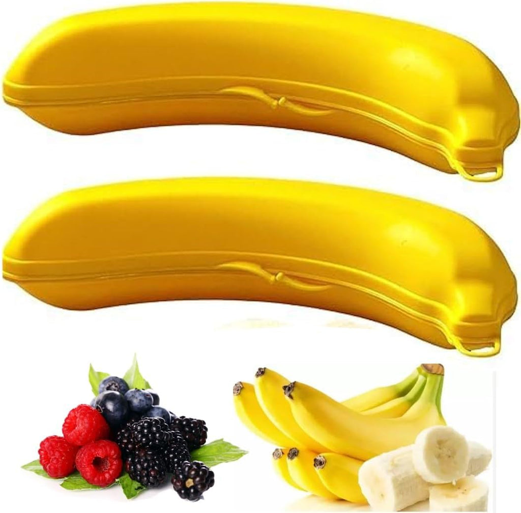 Banana Keeper On The Go Outdoor Travel Case BPA-Free Fruit Protector Portable Banana Holder Cute Carrier Storage Box 2 Pack Yellow (Banana Keeper)