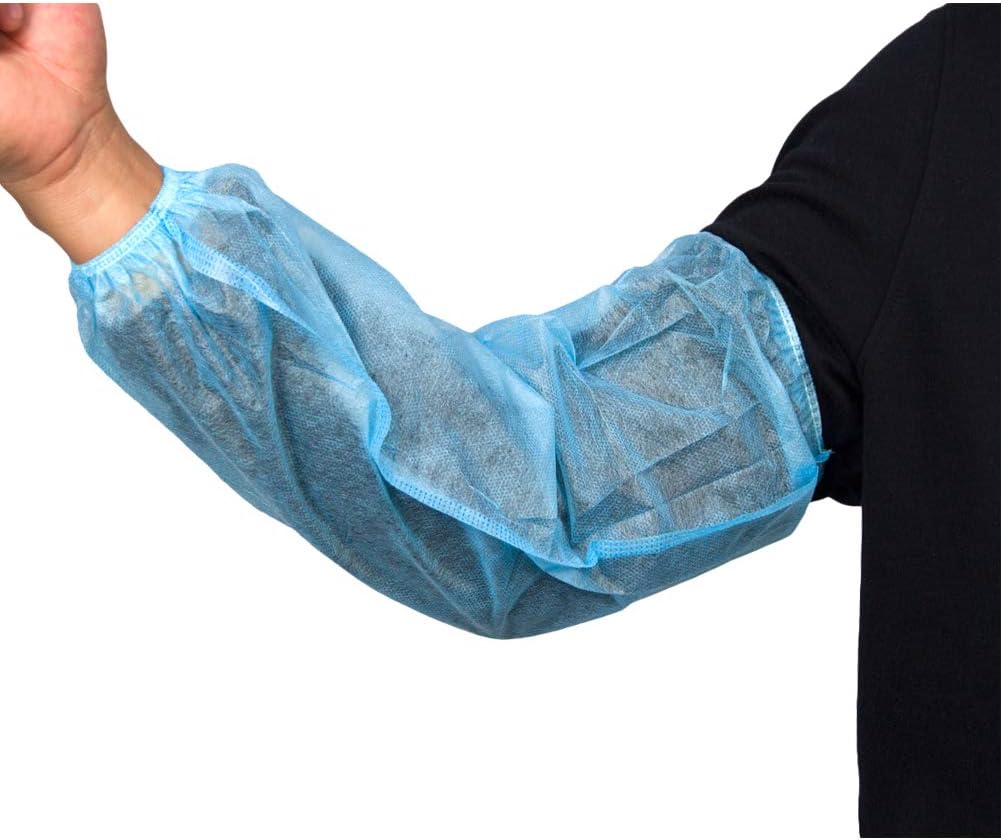 Greenour 200/1000 Counts Disposable Sleeve Covers for Arms Oversleeves Latex-free with Elastic Ends Blue 16 Inches